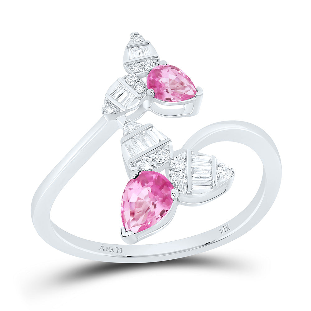 1/6CTW-NAT DIA ANA M 1/2CTW PS-PINK SAPP NAT GEM  RING Daisy Joyeria