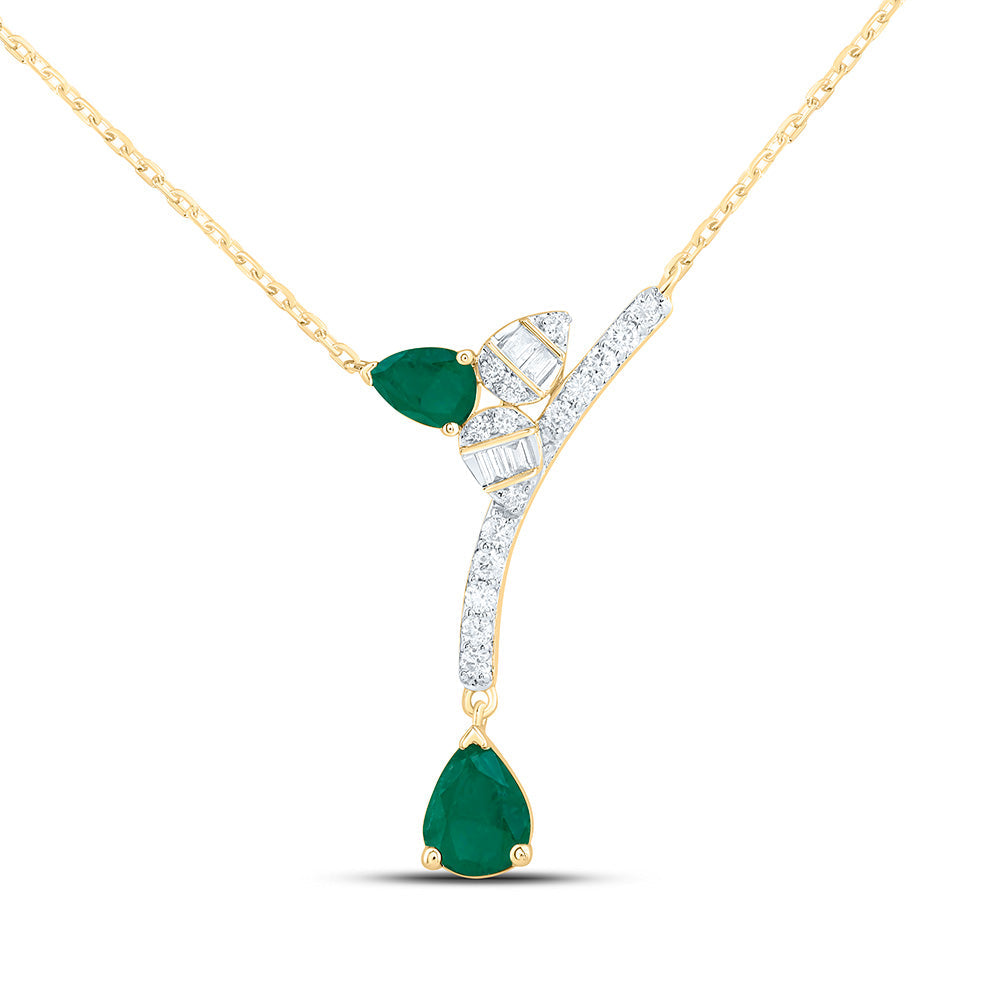1/8CTW-NAT DIA ANA M 3/8CTW PS-EM NAT GEM PEAR NECKLACE (18 INCH) Daisy Joyeria