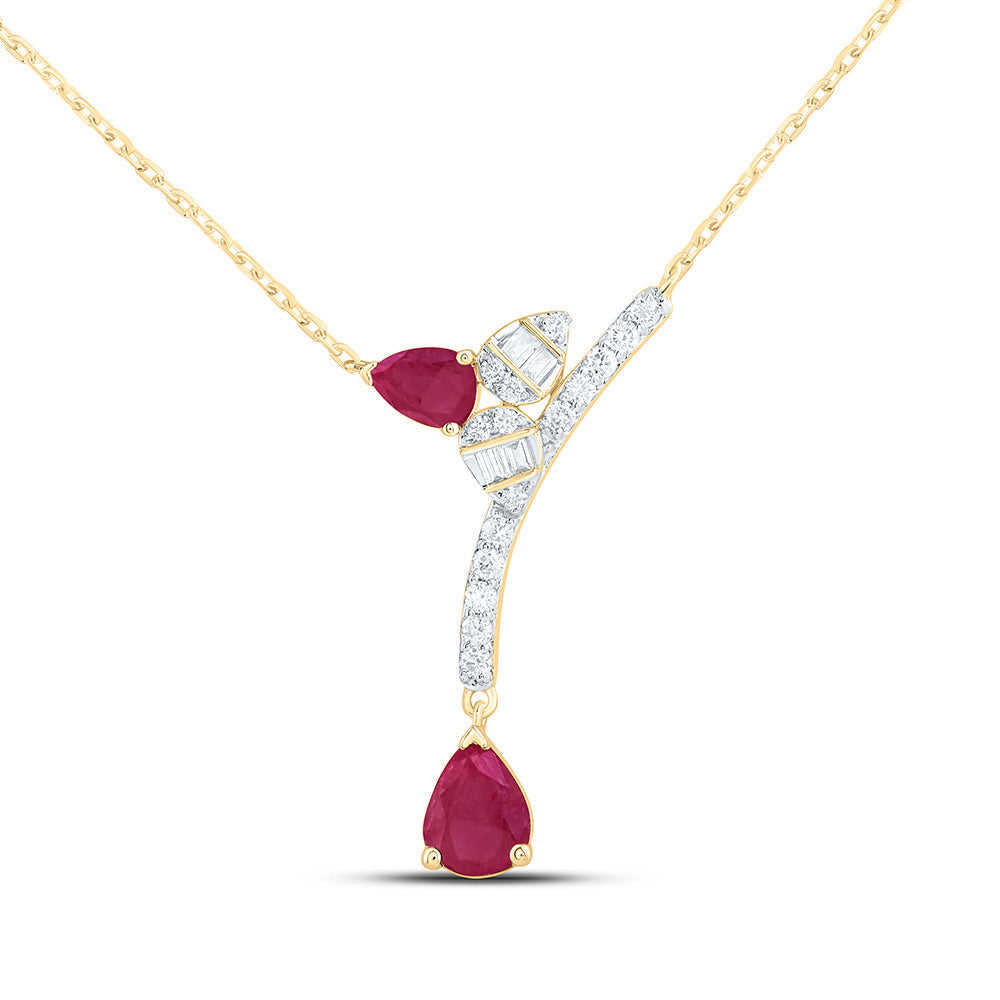 1/8CTW-NAT DIA ANA M 1/2CTW PS-RU NAT GEM PEAR NECKLACE (18 INCH) Daisy Joyeria
