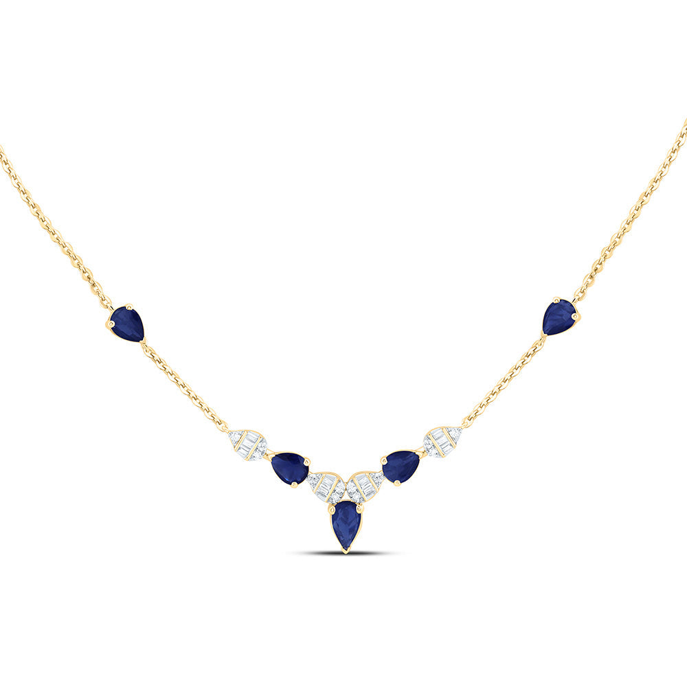 1/10CTW-NAT DIA ANA M 7/8CTW PS-BS NAT GEM PEAR NECKLACE (18 INCH) Daisy Joyeria