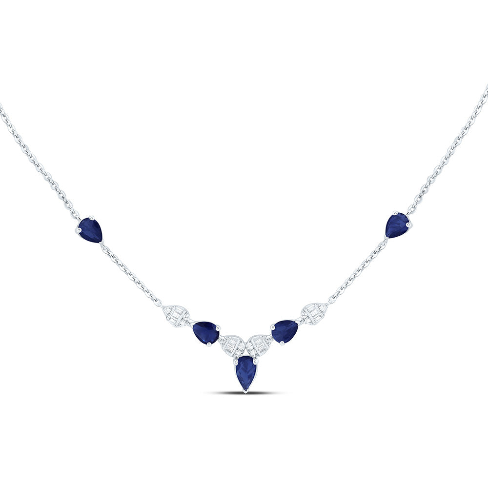 1/10CTW-NAT DIA ANA M 7/8CTW PS-BS NAT GEM PEAR NECKLACE (18 INCH) Daisy Joyeria