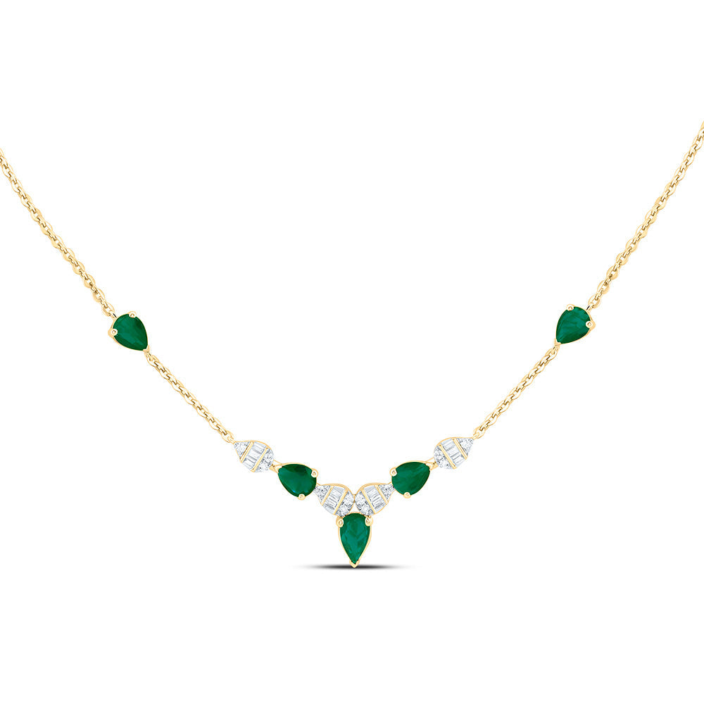 1/10CTW-NAT DIA ANA M 7/8CTW PS-EM NAT GEM PEAR NECKLACE (18 INCH) Daisy Joyeria