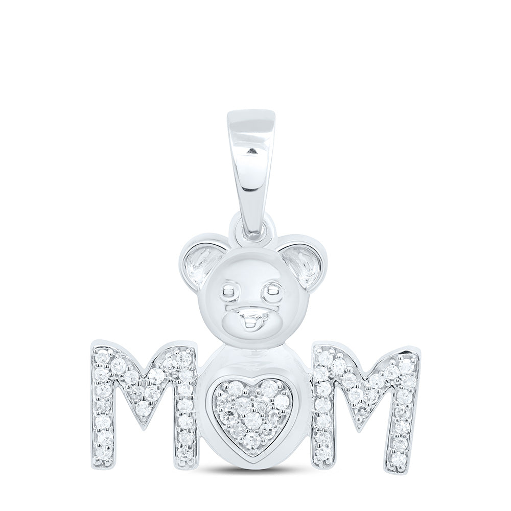 1/6CTW-NAT DIA P1 GIFT TEDDY BEAR HEART "MOM" PENDANT Daisy Joyeria