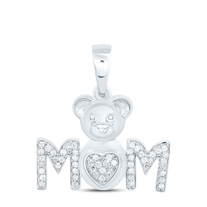 1/6CTW-NAT DIA P1 GIFT TEDDY BEAR HEART "MOM" PENDANT Daisy Joyeria