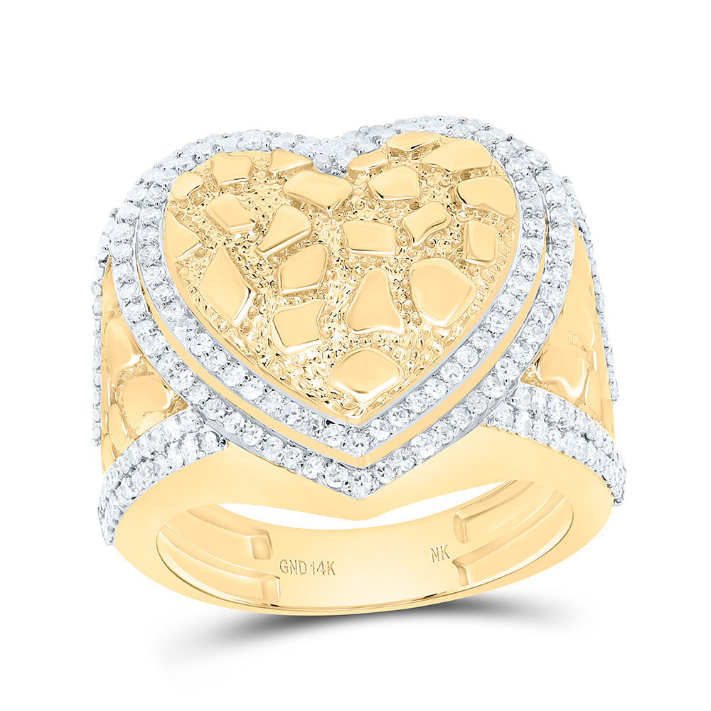 3/4CTW-NAT DIA NK FASHION NUGGET HEART RING Daisy Joyeria