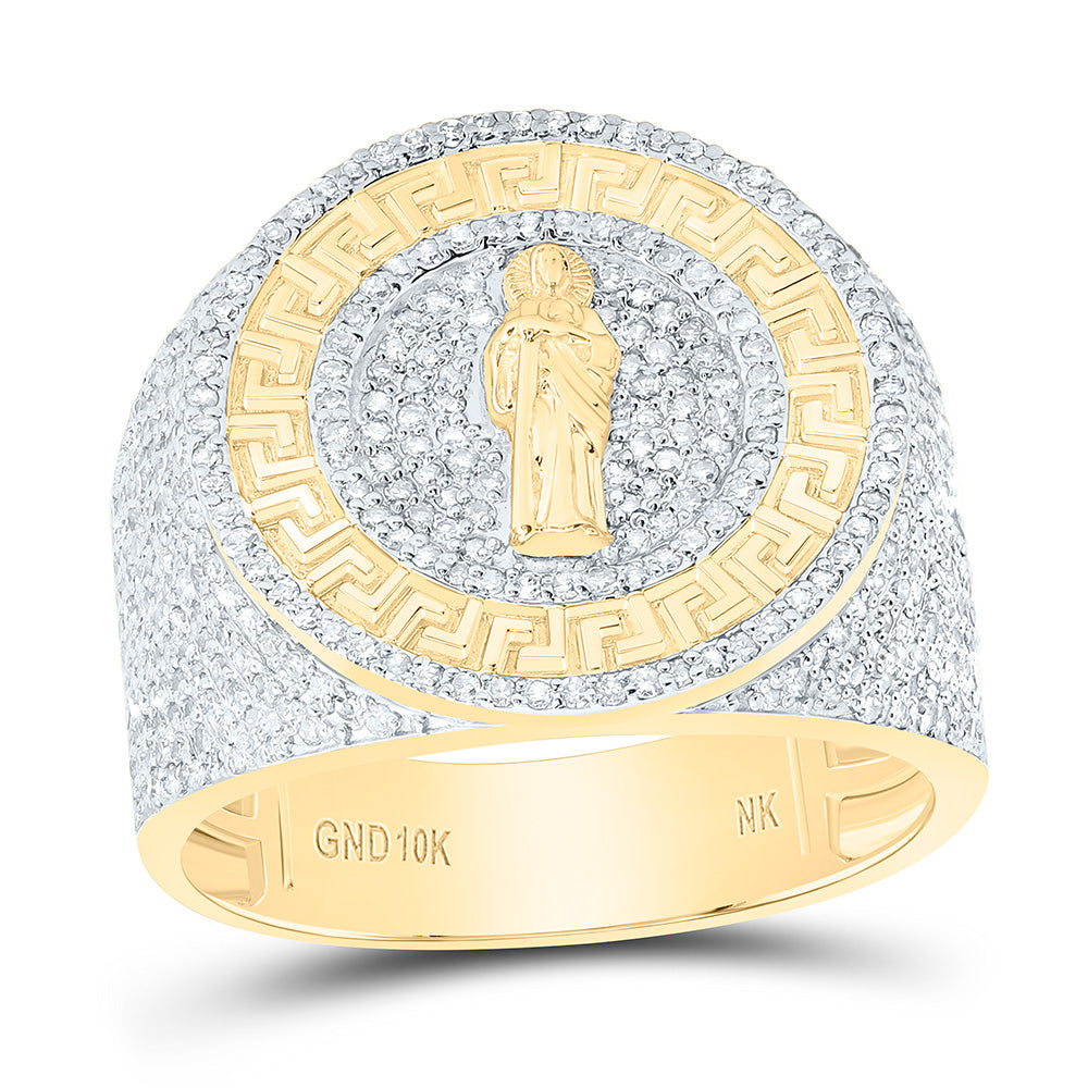 1 1/3CTW-NAT DIA NK ST.JUDE ROUND MENS RING Daisy Joyeria