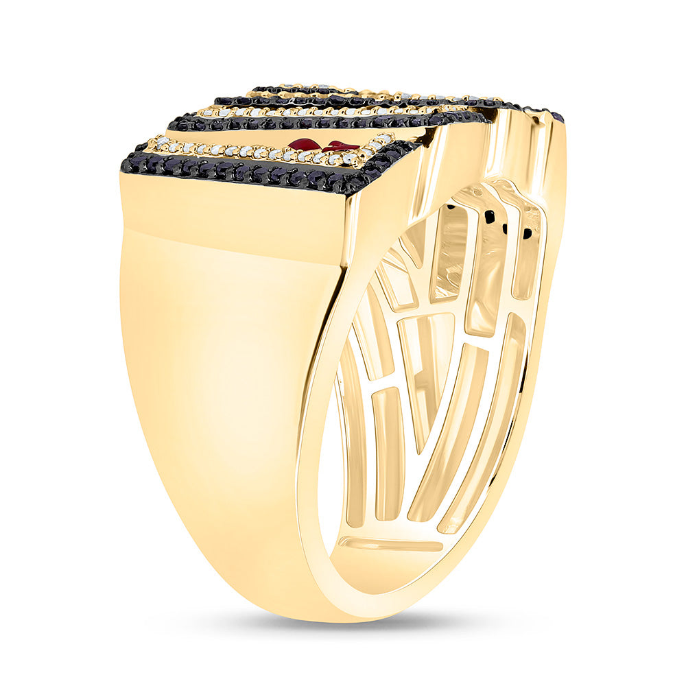 3/4CTW-NAT DIA NK RD-BLACK DIAMOND ACE CARD MENS RING Daisy Joyeria