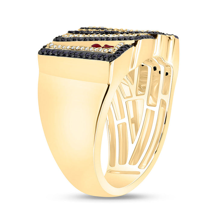 3/4CTW-NAT DIA NK RD-BLACK DIAMOND ACE CARD MENS RING Daisy Joyeria