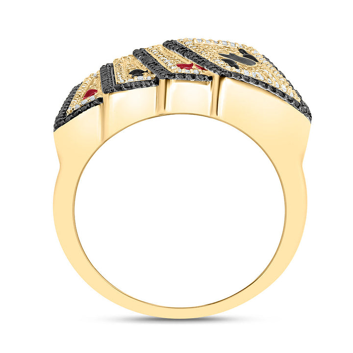 3/4CTW-NAT DIA NK RD-BLACK DIAMOND ACE CARD MENS RING Daisy Joyeria