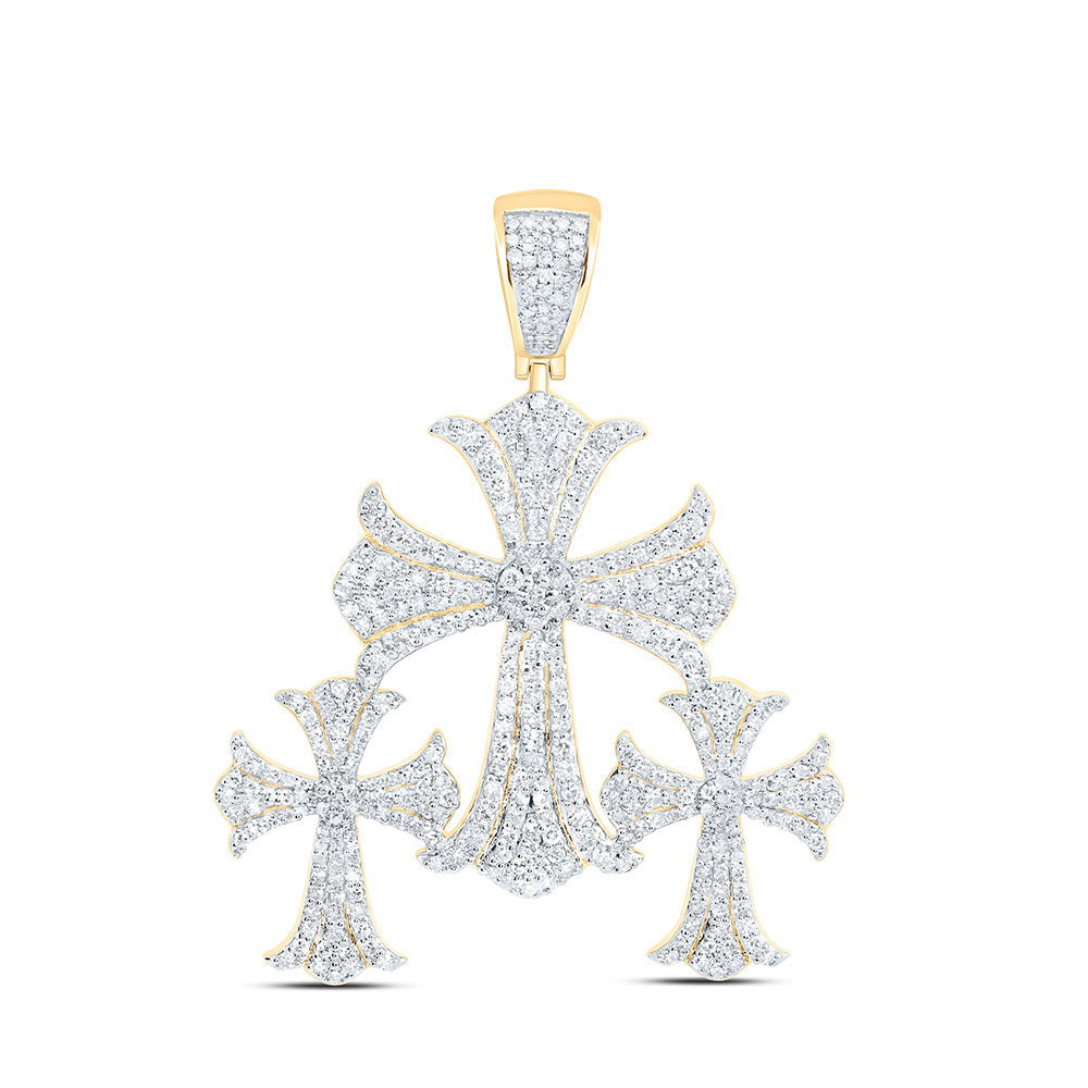 2 CTW-NAT DIA NK THREE CROSS MEN'S CHARM Daisy Joyeria