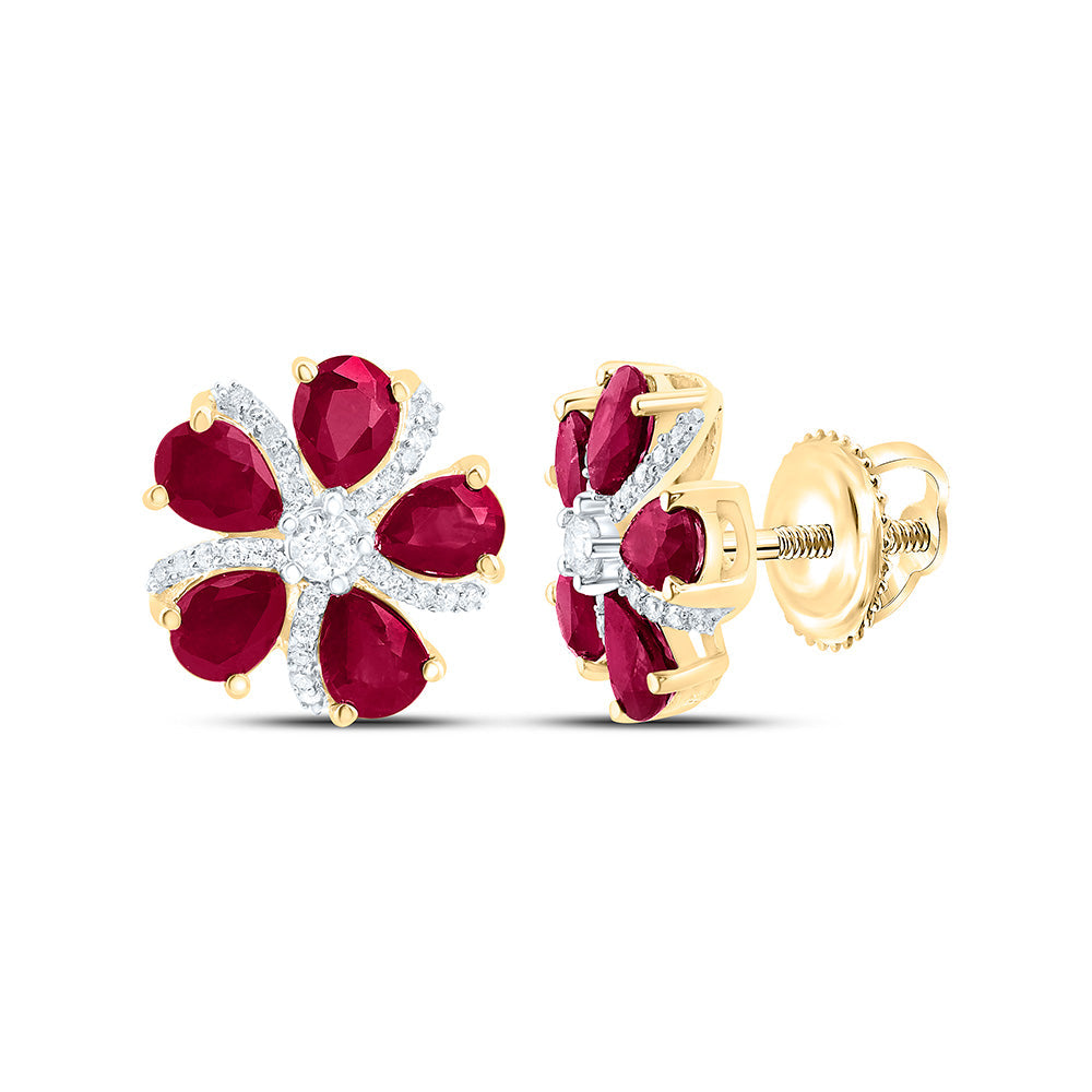 1/6CTW-NAT DIA ANA M 1 1/2CTW-PS-RU, NAT GEM FLOWER EARRING Daisy Joyeria