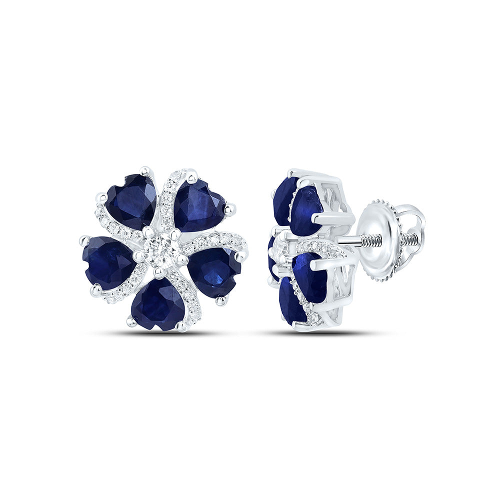 1/5CTW-NAT DIA ANA M 2 CTW-HT-BS, NAT GEM HEART FLOWER EARRING Daisy Joyeria