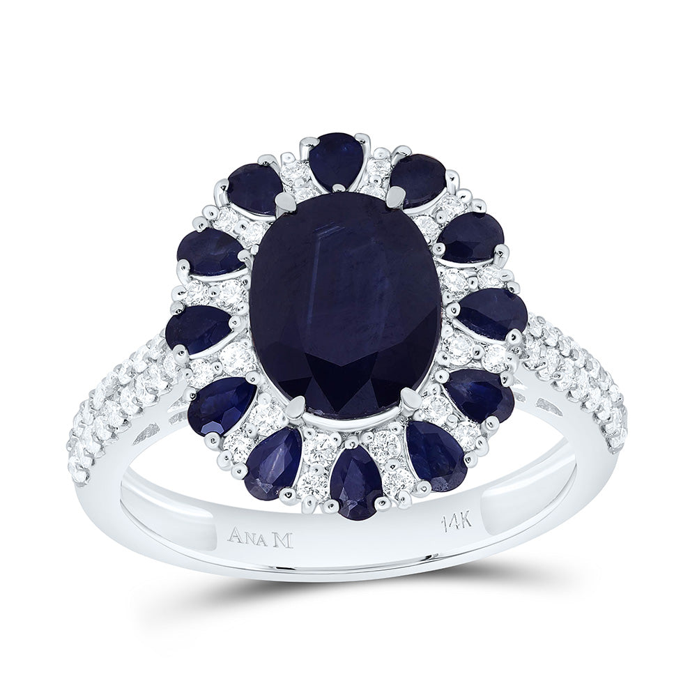 3/8CTW-NAT DIA ANA M 3/4CTW-PS-BS, 9X7MM-OV-BS, NAT GEM OVAL RING Daisy Joyeria