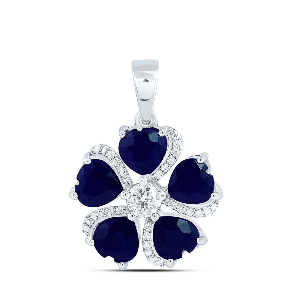 1/4CTW-NAT DIA ANA M 2 CTW-HT-BS, NAT GEM HEART FLOWER PENDANT Daisy Joyeria