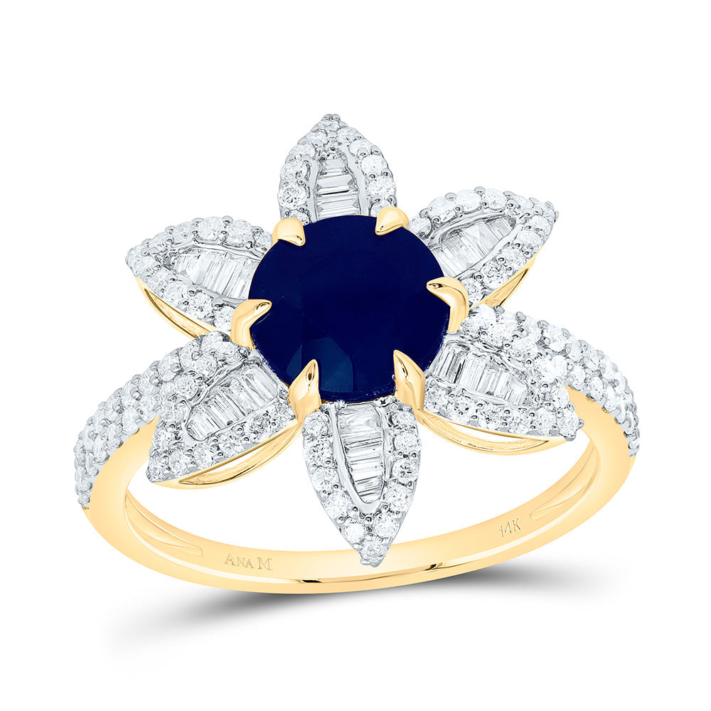 5/8CTW-NAT DIA ANA M 7MM-RD-BS NAT GEM FLOWER RING Daisy Joyeria