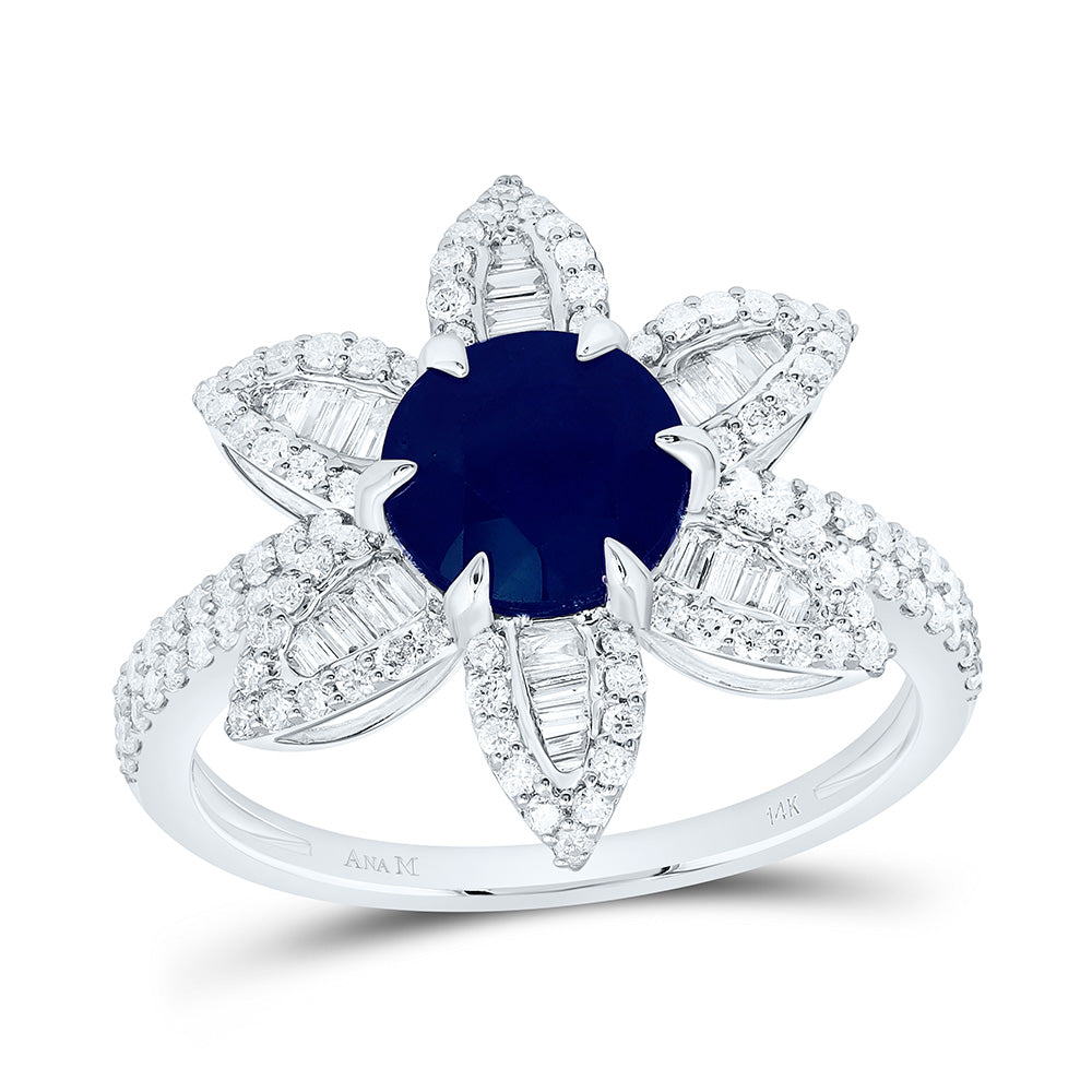 5/8CTW-NAT DIA ANA M 7MM-RD-BS NAT GEM FLOWER RING Daisy Joyeria