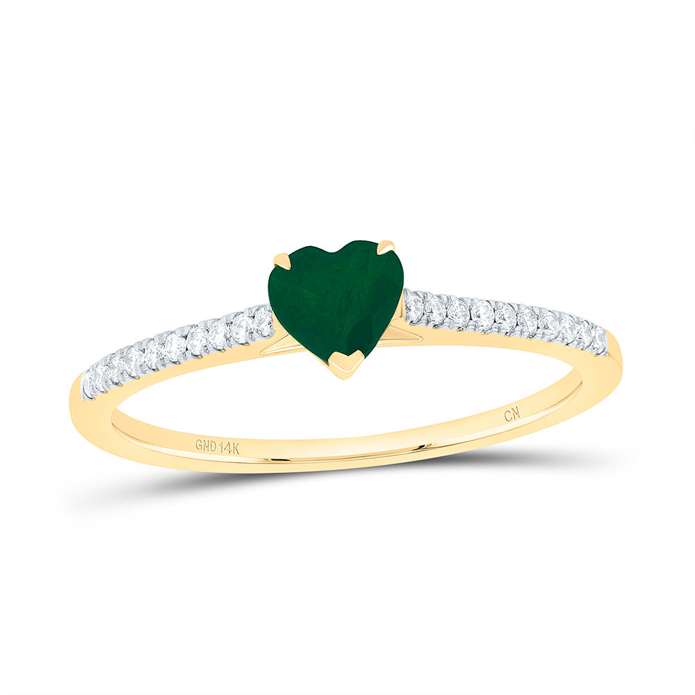 1/10CTW-NAT DIA CN 4.5MM-HT-EM NAT GEM HEART RING Daisy Joyeria