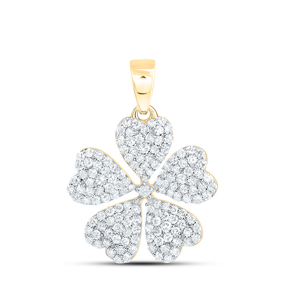 5/8CTW- NAT DIA NK FASHION HEART FLOWER PENDANT Daisy Joyeria