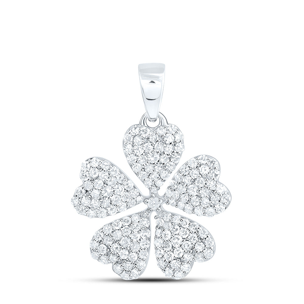 5/8CTW- NAT DIA NK FASHION HEART FLOWER PENDANT Daisy Joyeria