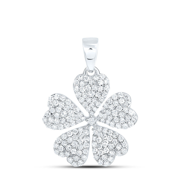 5/8CTW- NAT DIA NK FASHION HEART FLOWER PENDANT Daisy Joyeria