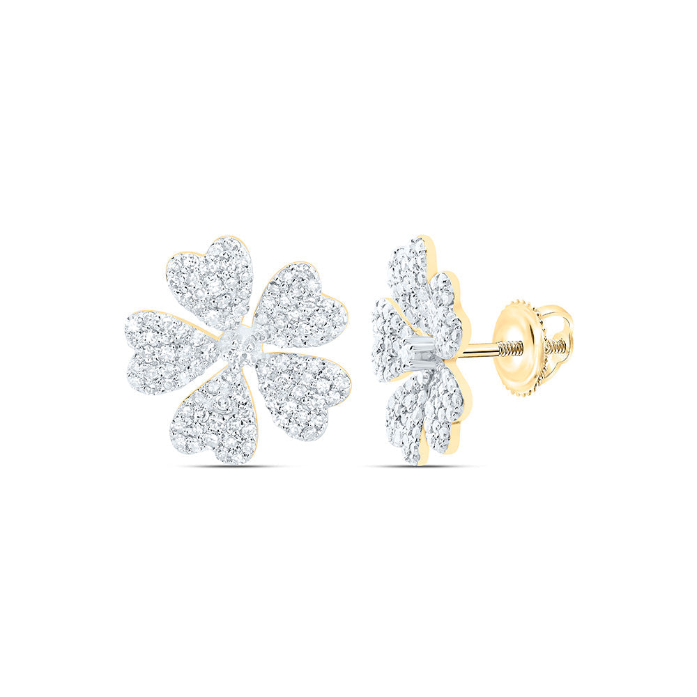 1/2CTW- NAT DIA NK FASHION HEART FLOWER EARRING Daisy Joyeria