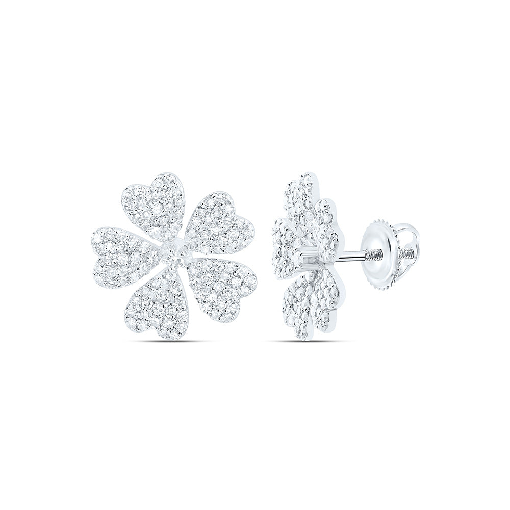 1/2CTW- NAT DIA NK FASHION HEART FLOWER EARRING Daisy Joyeria