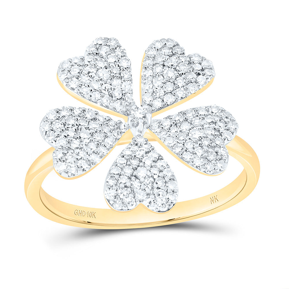 5/8CTW- NAT DIA NK FASHION HEART FLOWER RING Daisy Joyeria
