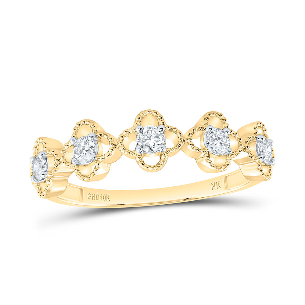 1/4CTW-NAT DIA NK FASHION CLOVER  RING Daisy Joyeria