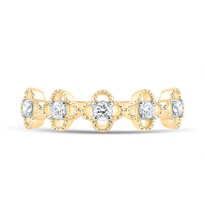 1/4CTW-NAT DIA NK FASHION CLOVER  RING Daisy Joyeria