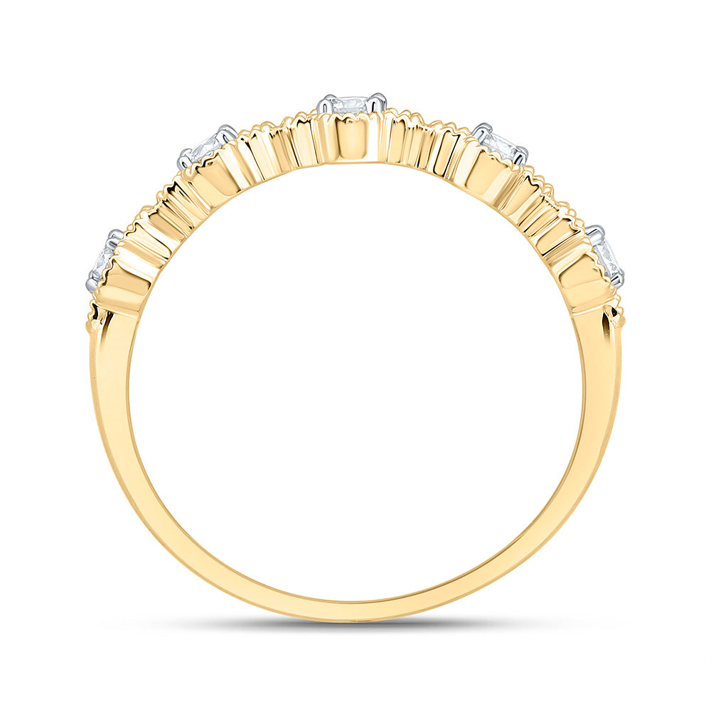 1/4CTW-NAT DIA NK FASHION CLOVER  RING Daisy Joyeria
