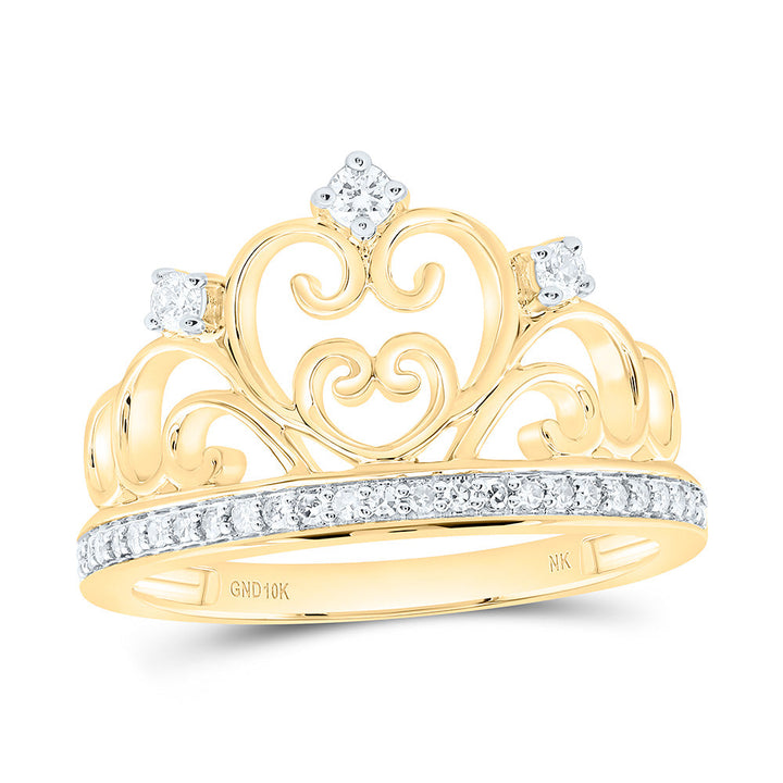 1/5CTW-NAT DIA NK FASHION HEART CROWN RING Daisy Joyeria