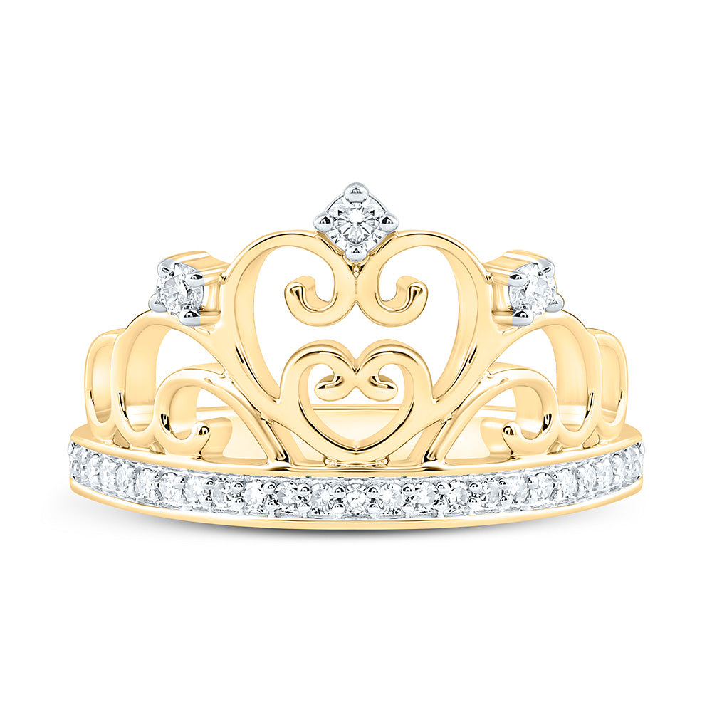 1/5CTW-NAT DIA NK FASHION HEART CROWN RING Daisy Joyeria