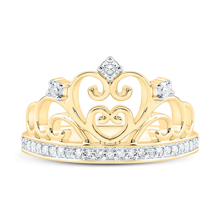 1/5CTW-NAT DIA NK FASHION HEART CROWN RING Daisy Joyeria