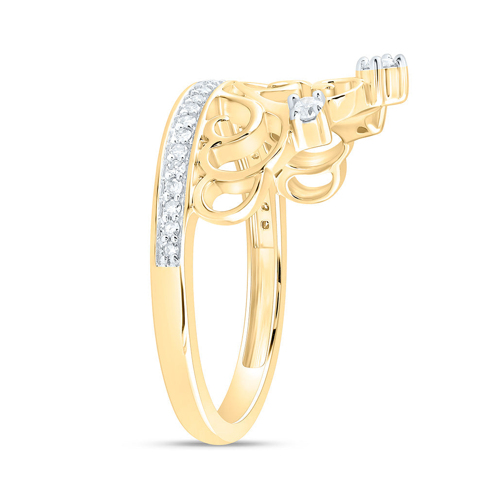 1/5CTW-NAT DIA NK FASHION HEART CROWN RING Daisy Joyeria