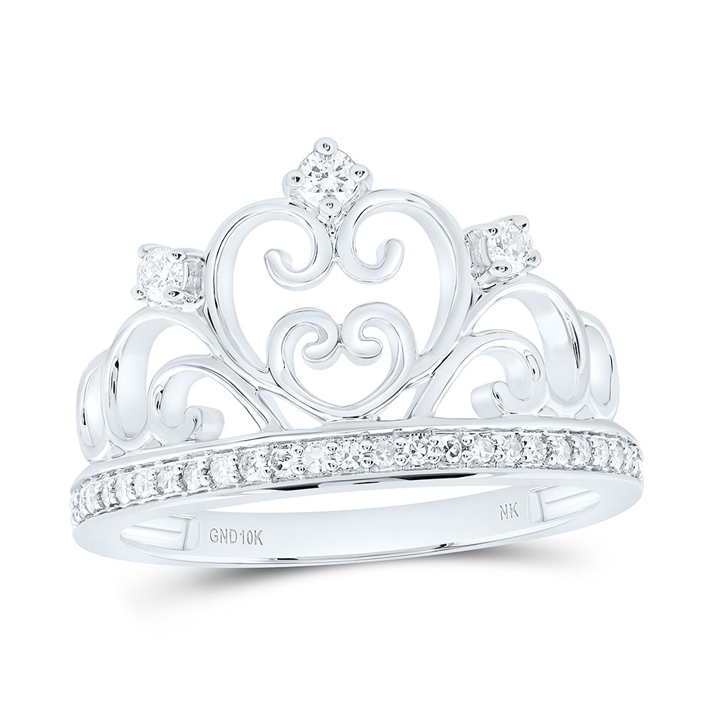 1/5CTW-NAT DIA NK FASHION HEART CROWN RING Daisy Joyeria