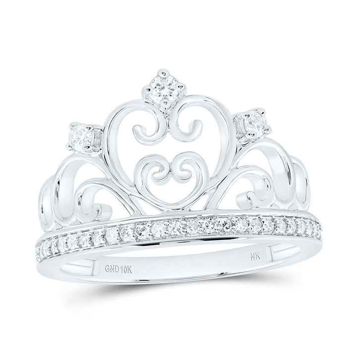 1/5CTW-NAT DIA NK FASHION HEART CROWN RING Daisy Joyeria