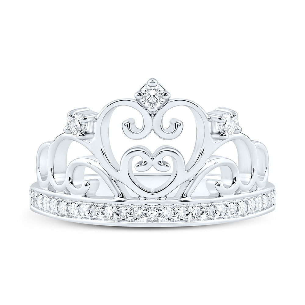 1/5CTW-NAT DIA NK FASHION HEART CROWN RING Daisy Joyeria