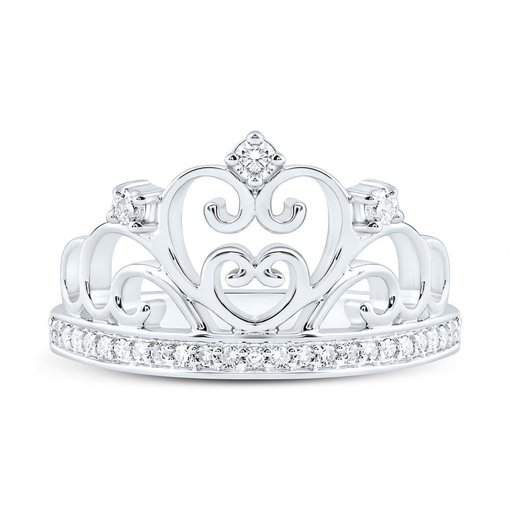 1/5CTW-NAT DIA NK FASHION HEART CROWN RING Daisy Joyeria