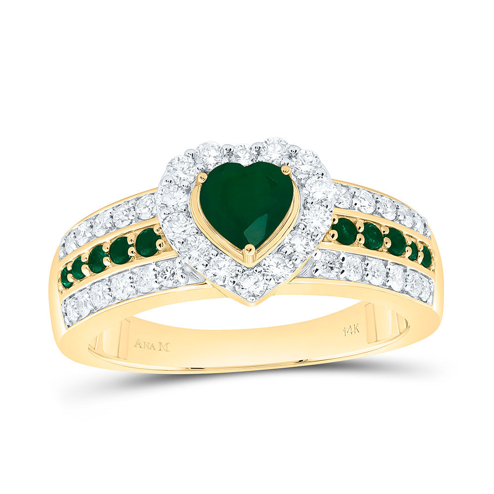 1/2CTW-NAT DIA ANA M 1/10CTW-RD-EM, 5MM HT-EM NAT GEM HEART RING Daisy Joyeria