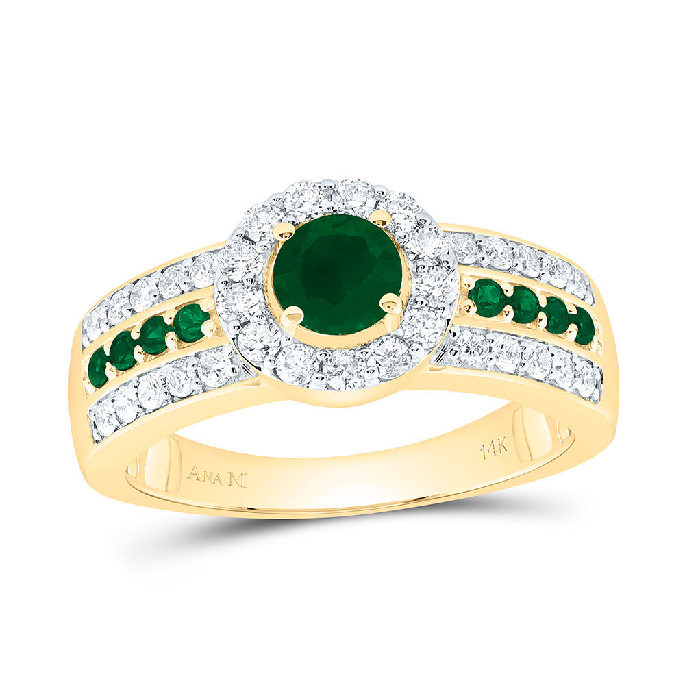 1/2CTW-NAT DIA ANA M 5/8CTW-RD-EM,NAT GEM ROUND RING Daisy Joyeria