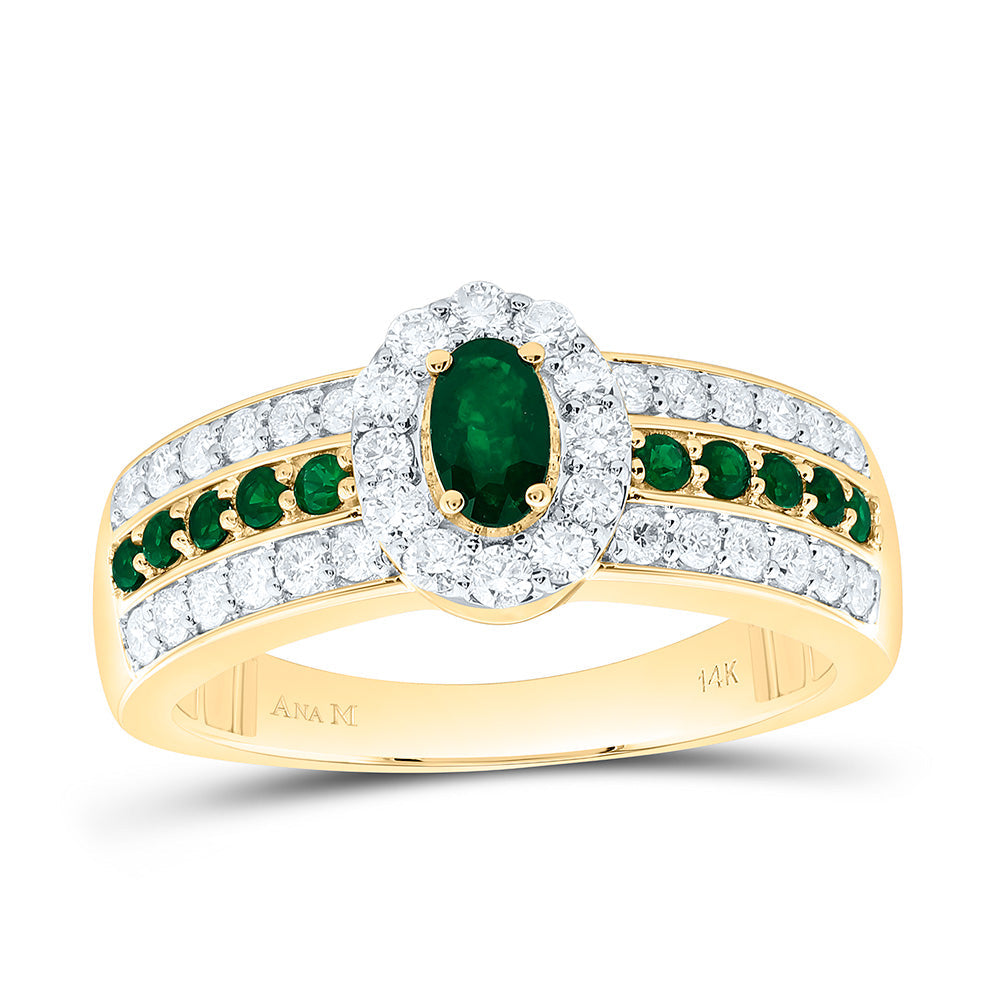 1/2CTW-NAT DIA ANA M 1/6CTW-RD-EM, 5X3MM OV-EM NAT GEM OVAL RING Daisy Joyeria