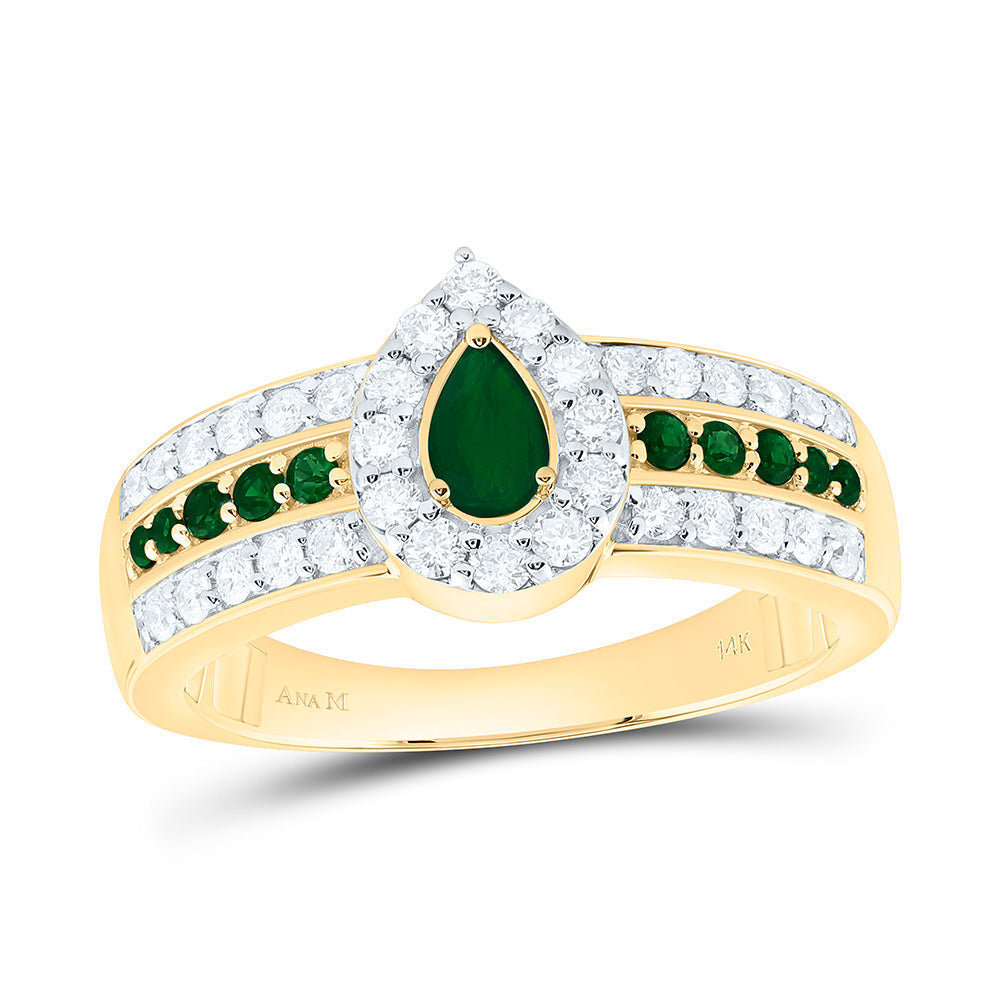 3/8CTW-NAT DIA ANA M 1/10CTW-RD-EM, 5X3MM PS-EM, NAT GEM PEAR RING Daisy Joyeria