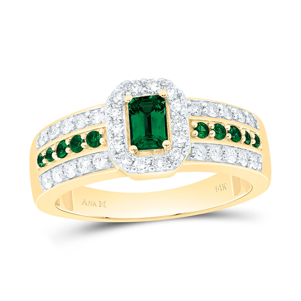 3/8CTW-NAT DIA ANA M 1/8CTW-RD-EM, 5X3MM EM-EM NAT GEM EMERALD RING Daisy Joyeria