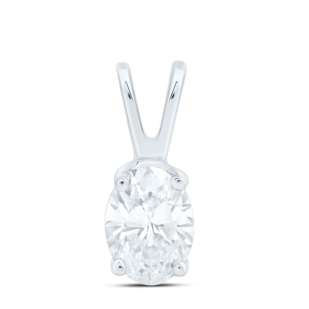 1/2CTW-NAT DIA I1 IJ OVAL SOLITAIRE PENDANT Daisy Joyeria