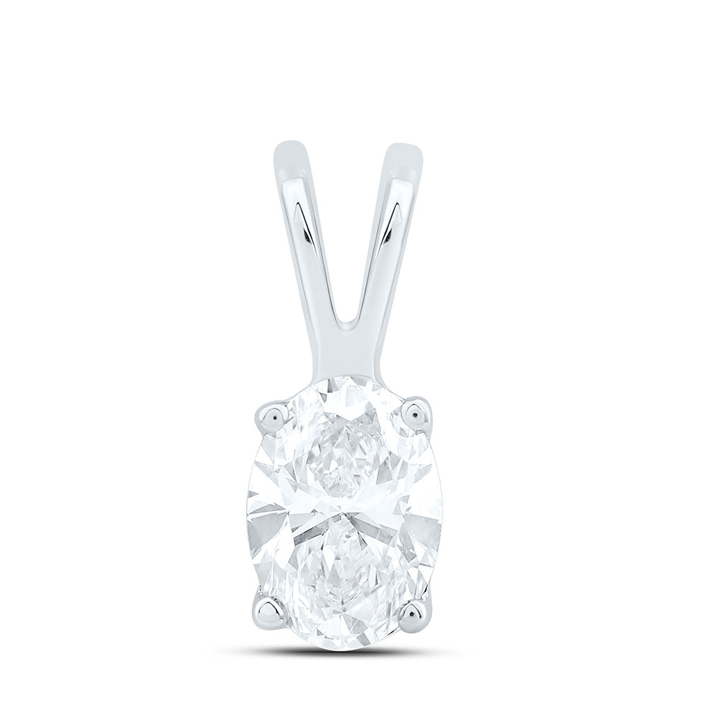 3/4CTW-NAT DIA I1 IJ OVAL SOLITAIRE PENDANT Daisy Joyeria