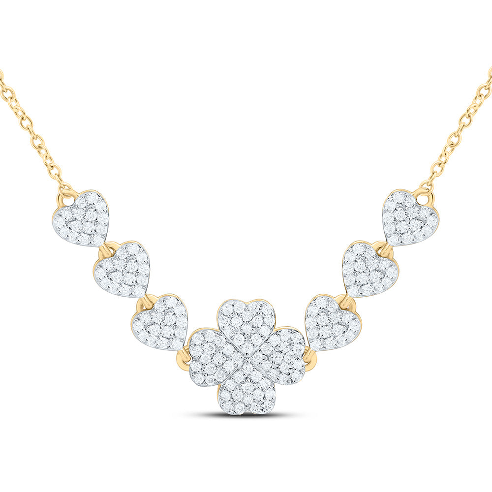 1/2CTW-NAT DIA CN FASHION CLOVER-HEART NECKLACE(18 INCH) Daisy Joyeria
