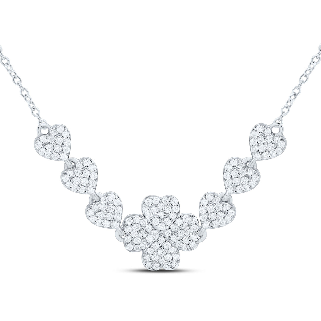 1/2CTW-NAT DIA CN FASHION CLOVER-HEART NECKLACE(18 INCH) Daisy Joyeria
