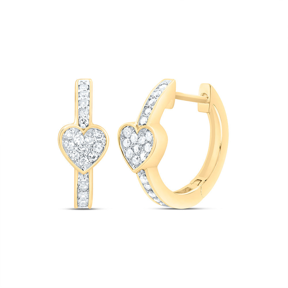 1/4CTW-NAT DIA NK FASHION HEART HOOP EARRING Daisy Joyeria
