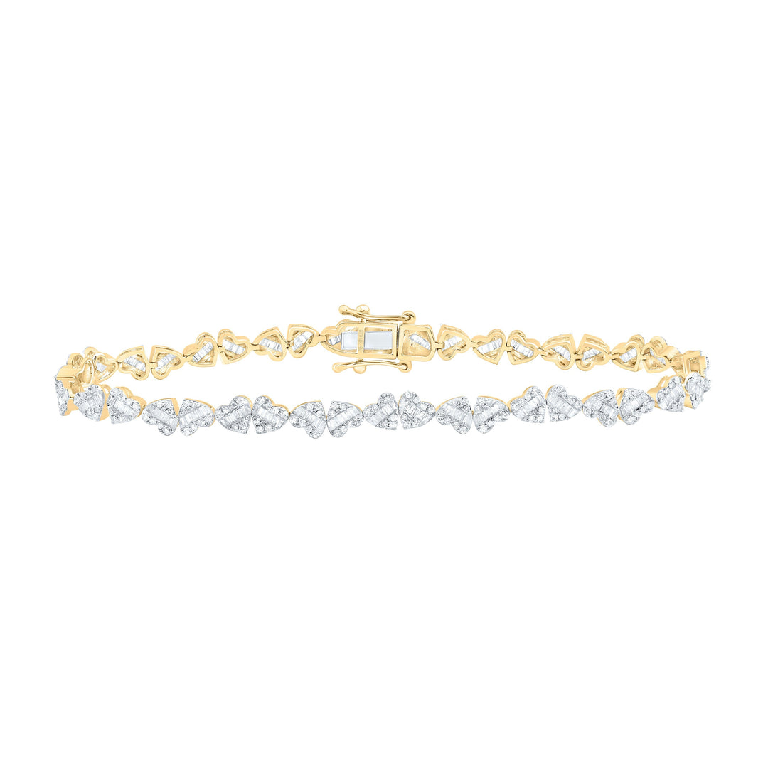 1 3/4CTW-NAT DIA NK FASHION HEART BRACELET ( 7 INCH ) Daisy Joyeria