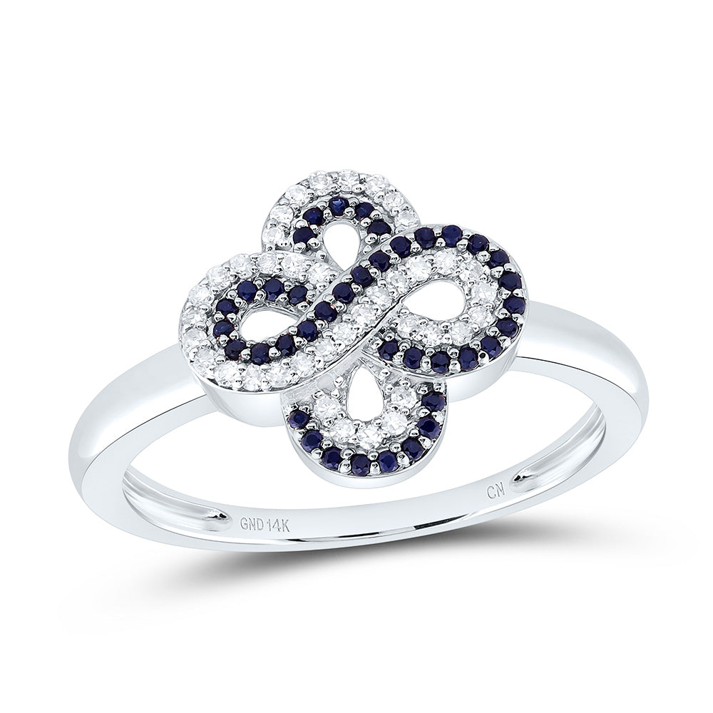 1/8CTW-NAT DIA CN 1/8CTW-RD-BS NAT GEM INFINITY CLOVER RING Daisy Joyeria